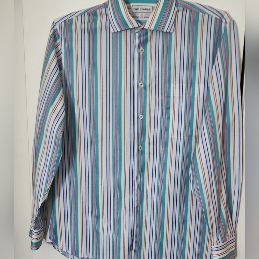 Paul Frederick Vibrant Striped Men's Dress Shirt